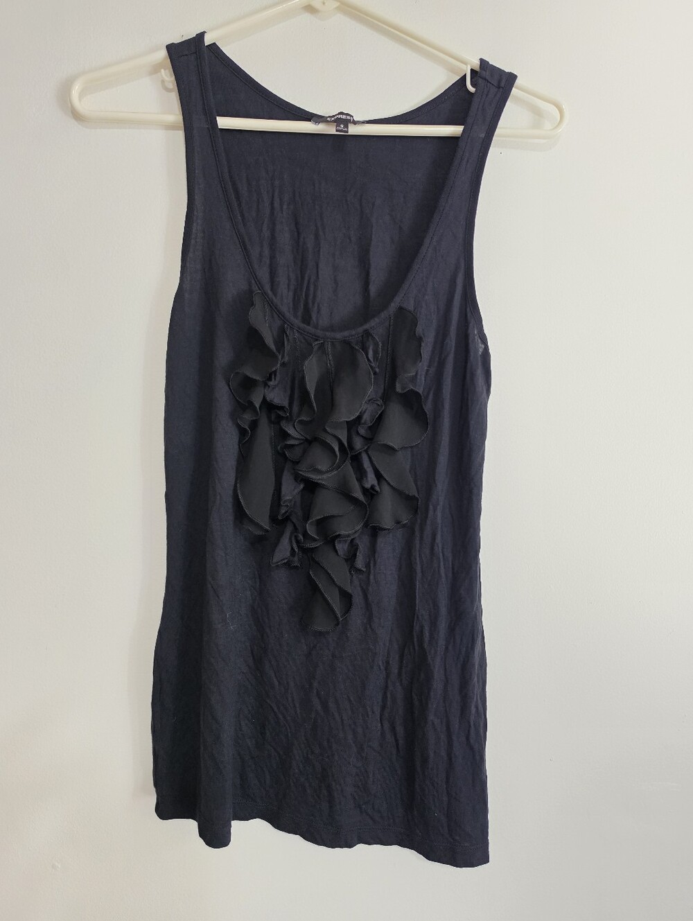 Express Black Ruffle Front Sleeveless Tank Top Blouse Women’s Size Small